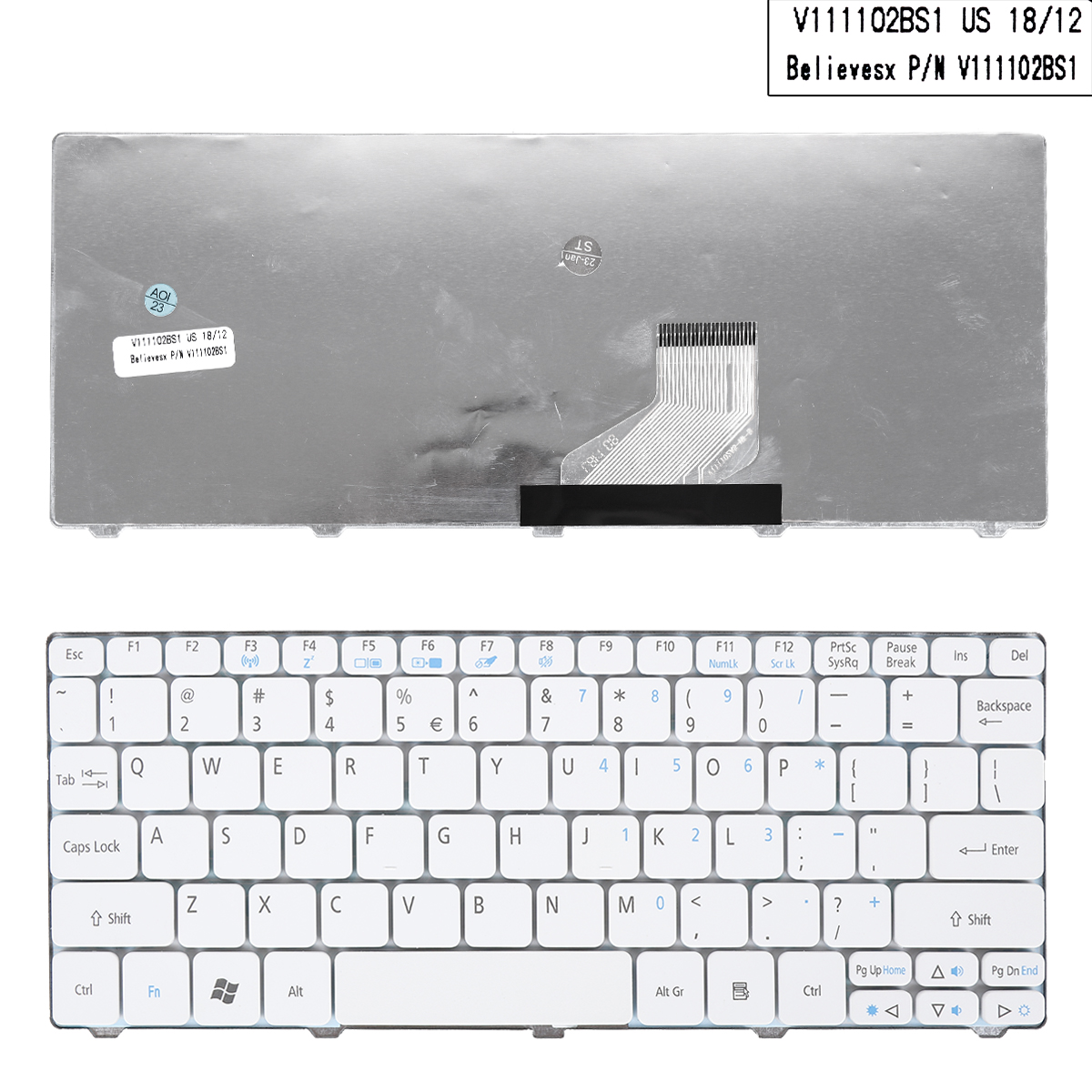 Picture of New Replacement Laptop Keyboard For ACER ONE D260 521 D255/GATEWAY LT21 WHITE (OEM) US Layout